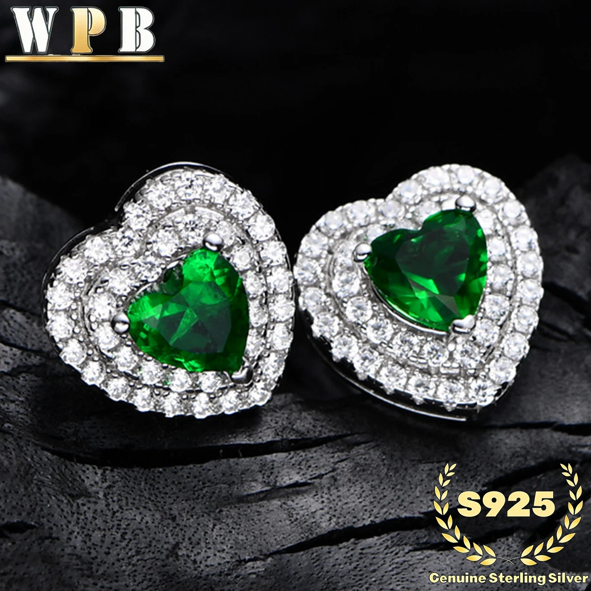 S925 Sterling Silver Stud Earrings Double Heart Green Zircon Halo Prong Setting for Women Valentine Gift Everyday Wear
S925 Sterling Silver Stud Earrings Double Heart Green Zircon Halo Prong Setting for Women Valentine Gift Everyday Wear