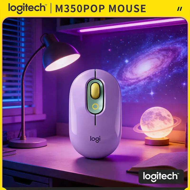 Quiet Click Logitech M350 POP Mouse Dual Connect 10m Range Ergonomic Shape Left Right Hand Daily Use