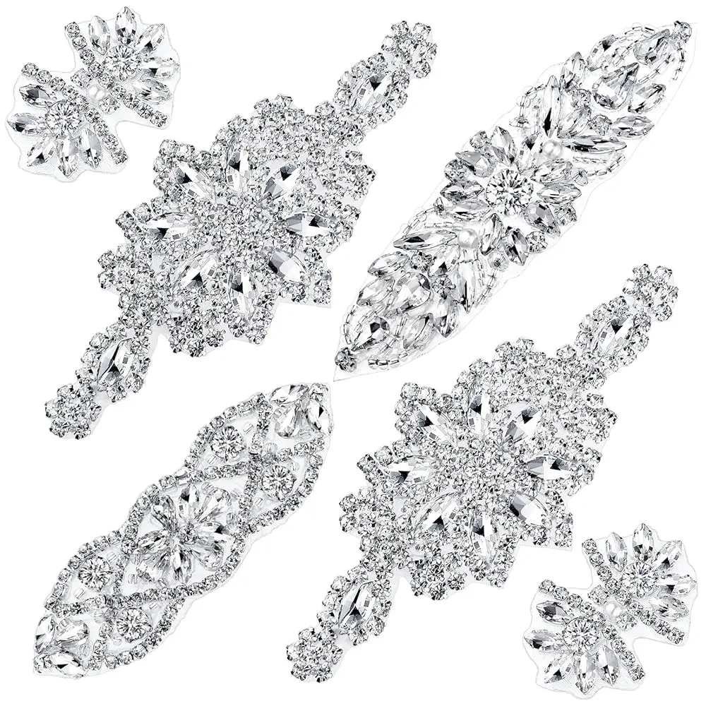 6 Pcs Crystal Rhinestone Applique Silver Wedding Applique Iron on Rhinestone Hair for Bridal Wedding Dress Clothes Shoes
6 Pcs Crystal Rhinestone Applique Silver Wedding Applique Iron on Rhinestone Hair for Bridal Wedding Dress Clothes Shoes