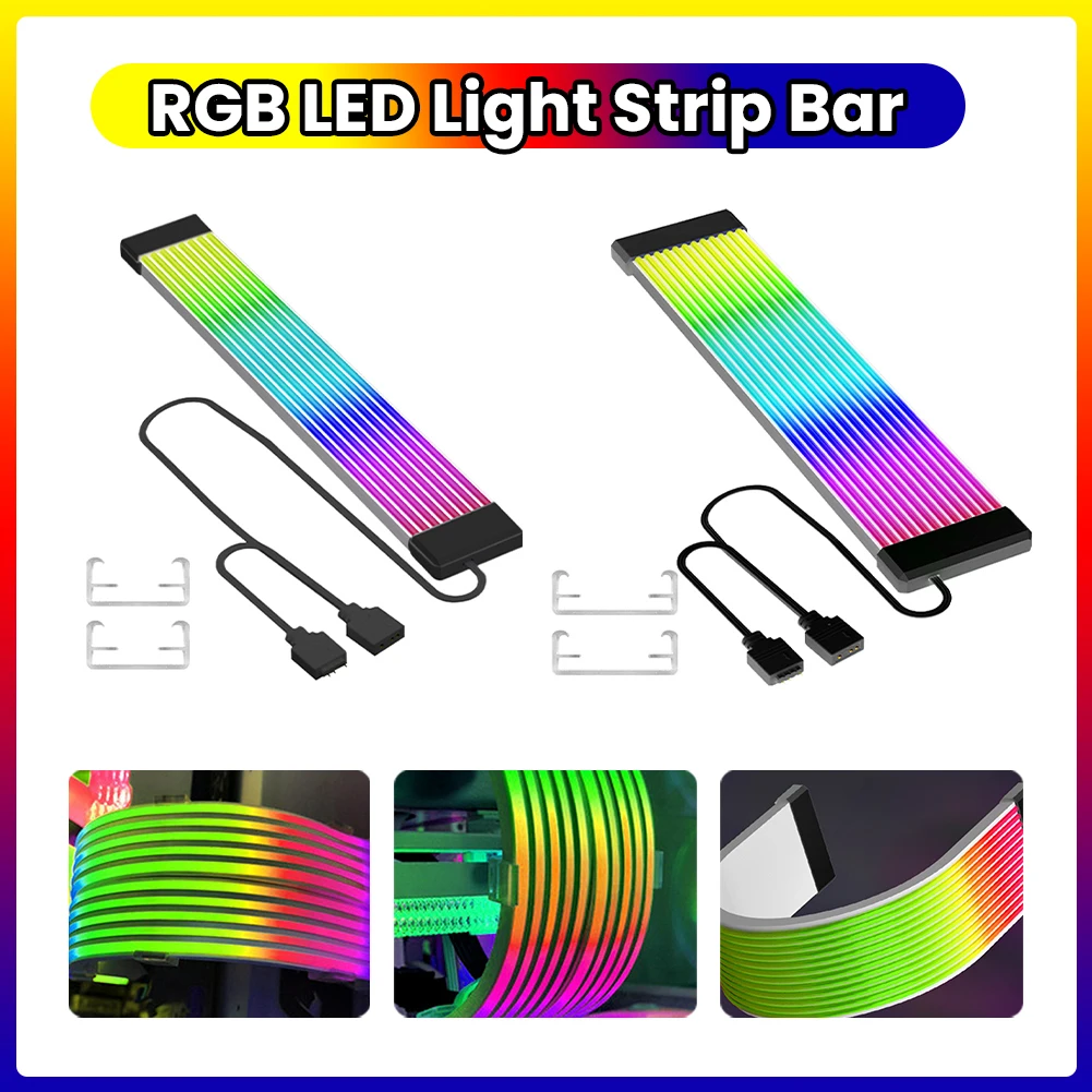 5V 3Pin Flexible Light Bar 8Pin 24Pin PSU RGB Cable Extensions Flexible LED Strip Light DIY Kit for Computer Power Supply