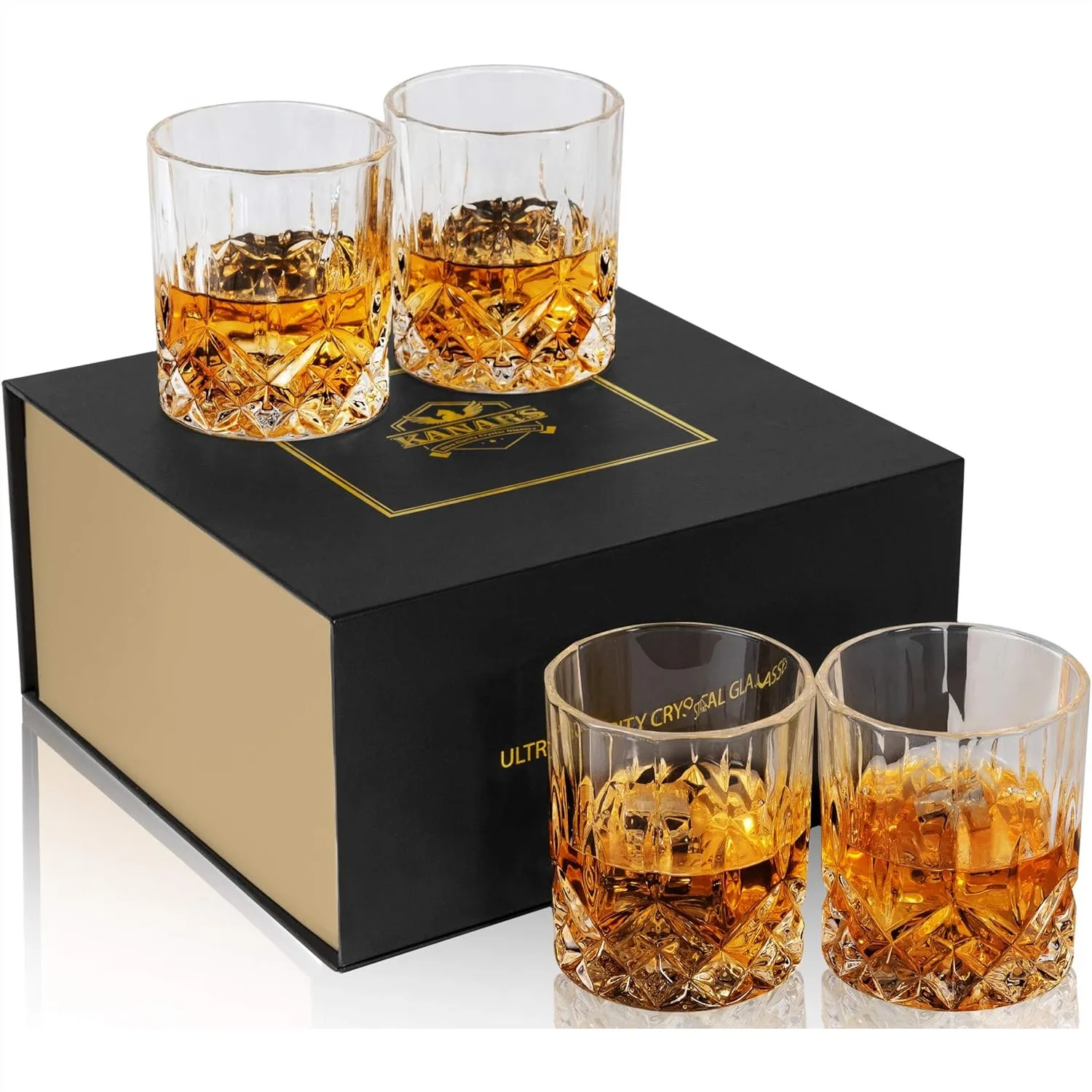 Old Fashioned Whiskey Glasses Set of 4 - 10 Oz Rocks Barware for Bourbon, Scotch, and Cocktails with Gift Box
Old Fashioned Whiskey Glasses Set of 4 - 10 Oz Rocks Barware for Bourbon, Scotch, and Cocktails with Gift Box