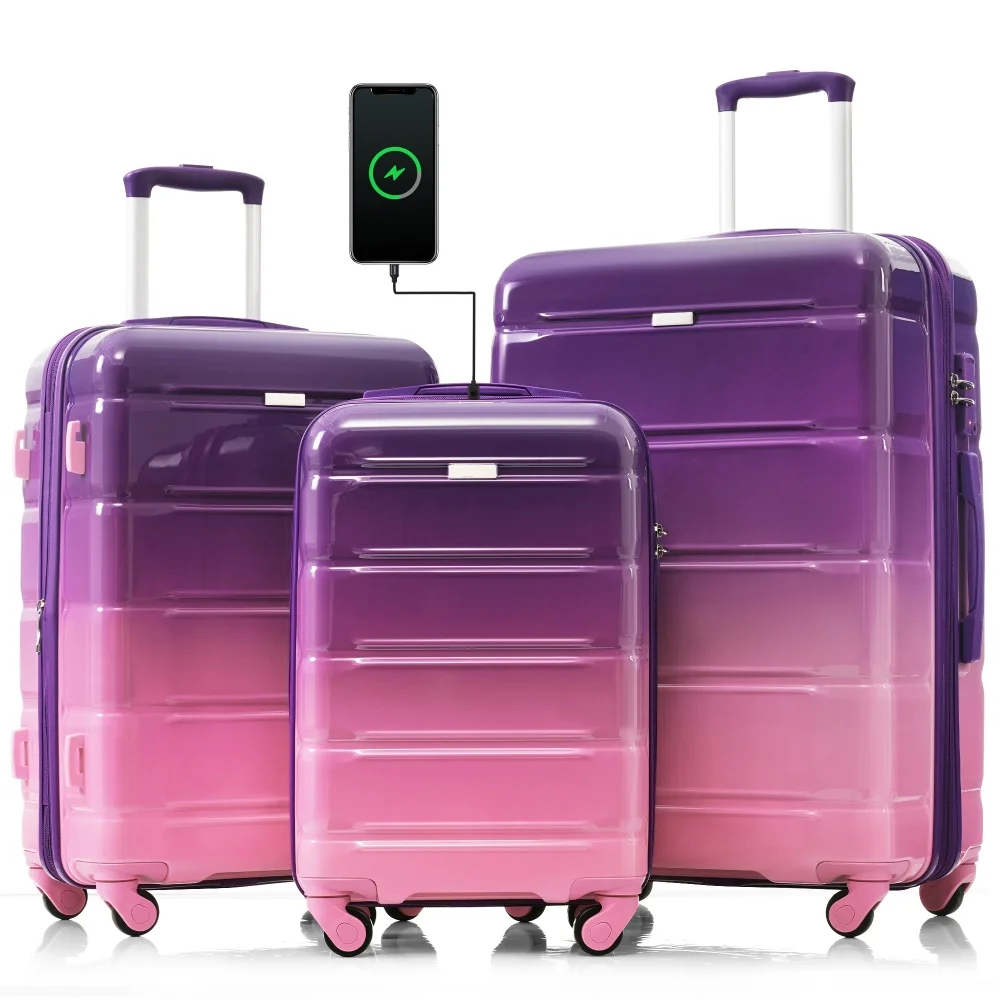 Luggage Set of 3 20-inch with USB Port Airline Certified Carry-on Luggage ABS+PC Hard Shell Luggage with Spinner Wheels
Luggage Set of 3 20-inch with USB Port Airline Certified Carry-on Luggage ABS+PC Hard Shell Luggage with Spinner Wheels