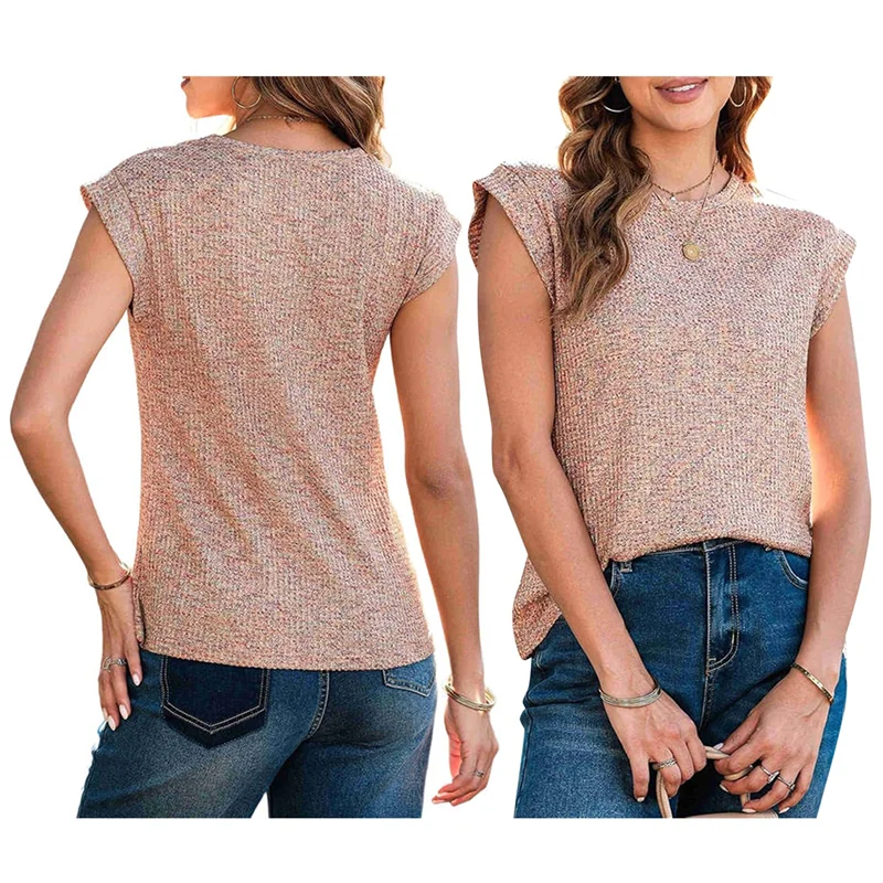 CYL-летние топы для женщин, повседневные рубашки с круглым вырезом, вафельные вязаные рубашки с короткими рукавами, свободные блузки, топ
CYL-летние топы для женщин, повседневные рубашки с круглым вырезом, вафельные вязаные рубашки с короткими рукавами, свободные блузки, топ