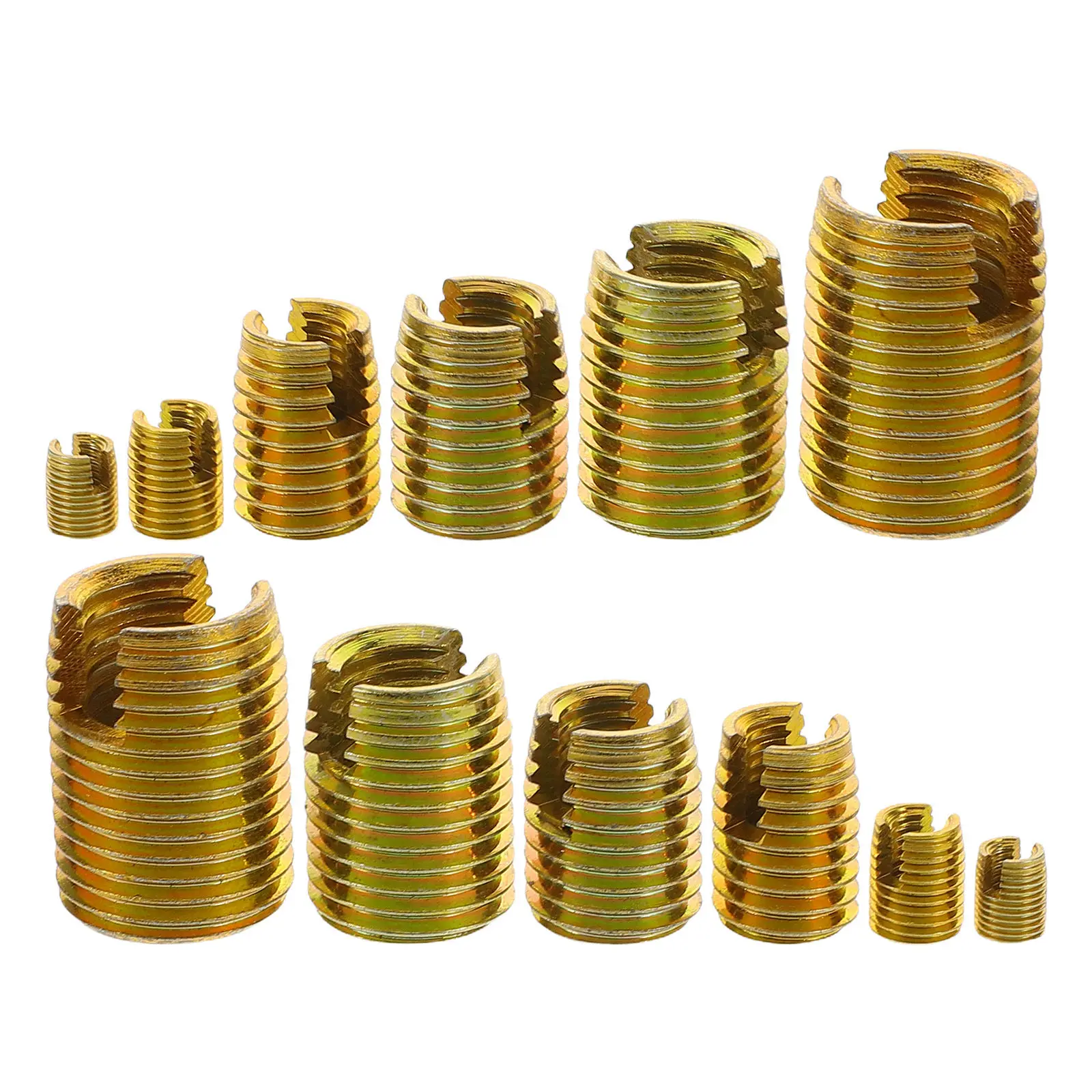 50Pcs Self Tapping Thread Inserts Carbon Steel Slotted Thread Repair Insert Kit for Automotive and Machinery Repairs
50Pcs Self Tapping Thread Inserts Carbon Steel Slotted Thread Repair Insert Kit for Automotive and Machinery Repairs