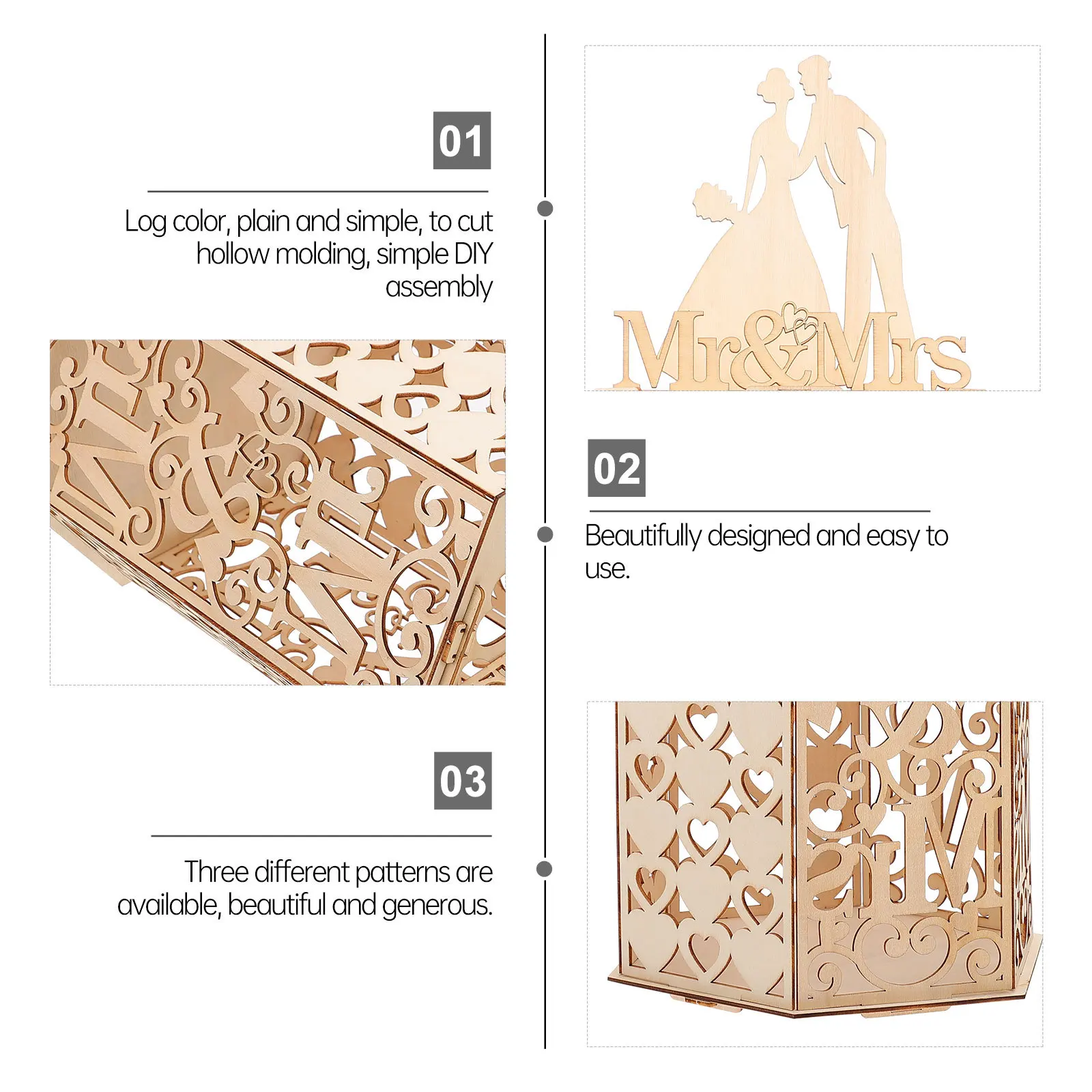 1Pcs Hollow Hexagonal Wooden Wedding Cards Box DIY Sign-in Box Romantic Wedding Greeting Cards Storage Craft Decoration 
1Pcs Hollow Hexagonal Wooden Wedding Cards Box DIY Sign-in Box Romantic Wedding Greeting Cards Storage Craft Decoration