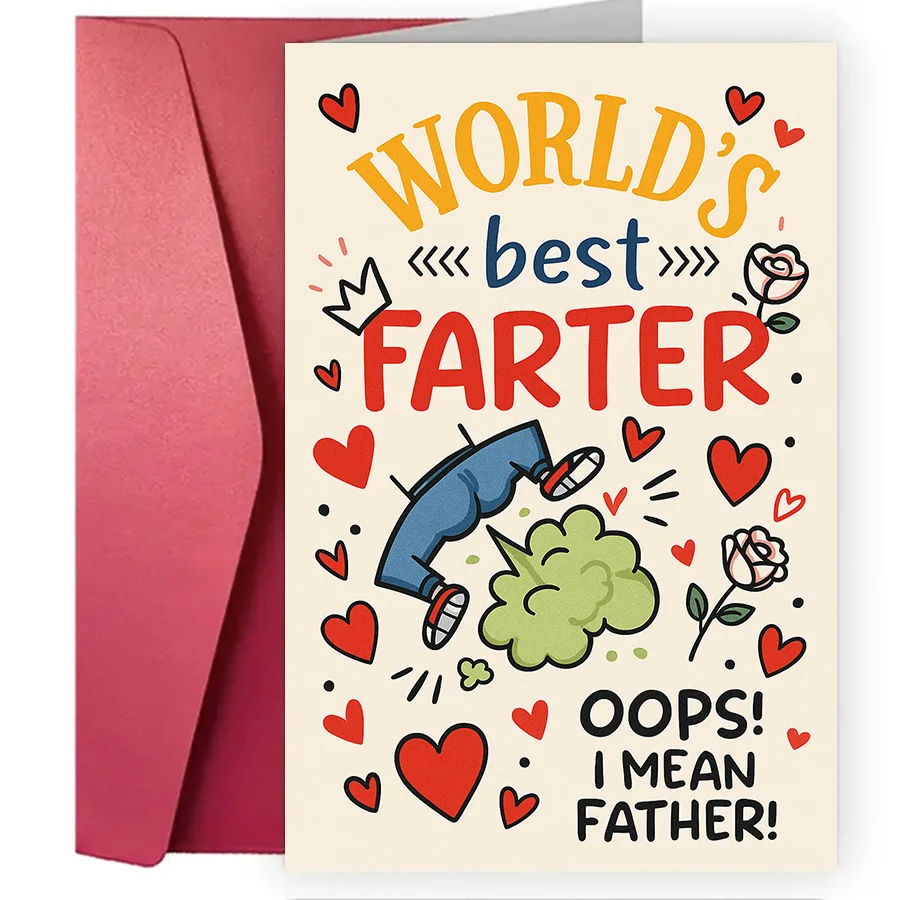 A pun-filled card with a dad joke, perfect for Father's Day or birthday—a funny age-related joke for dad, or a humorous greeting card from a wife or husband.
A pun-filled card with a dad joke, perfect for Father's Day or birthday—a funny age-related joke for dad, or a humorous greeting card from a wife or husband.