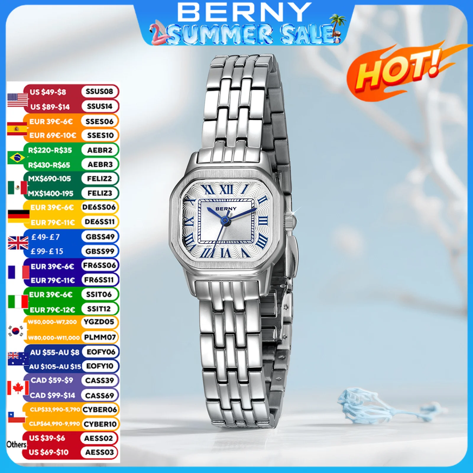 BERNY Square Women's Watch Luxury Gift Small Dial Ladies Dress Quartz Watch Silver Stainless Steel Top Fashion Ladies Wristwatch
BERNY Square Women's Watch Luxury Gift Small Dial Ladies Dress Quartz Watch Silver Stainless Steel Top Fashion Ladies Wristwatch