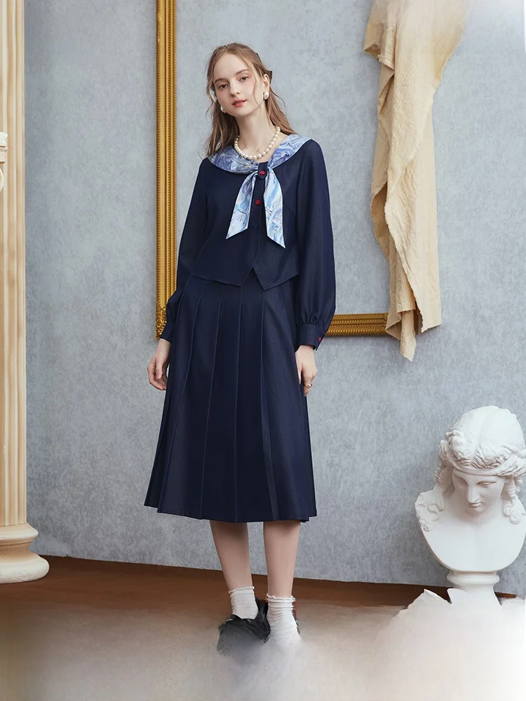 Artistic Sle Printed Long Sve Dr Button Detail Color Blo Fake Two-Piece Gown Stand Fit A-Line Autumn New Arrivals
Artistic Sle Printed Long Sve Dr Button Detail Color Blo Fake Two-Piece Gown Stand Fit A-Line Autumn New Arrivals