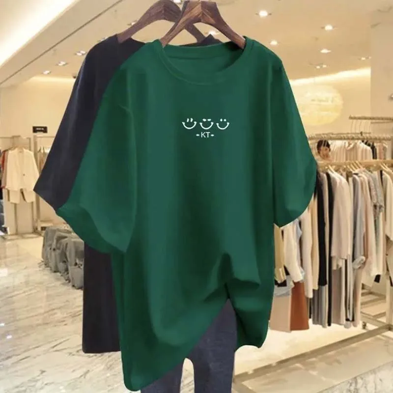 Summer Casual Loose All-match Pure Cotton Tshirt Women Clothing Sweet Smil Face Print Basic Top Tee Lady Short Sleeve Pullover
Summer Casual Loose All-match Pure Cotton Tshirt Women Clothing Sweet Smil Face Print Basic Top Tee Lady Short Sleeve Pullover