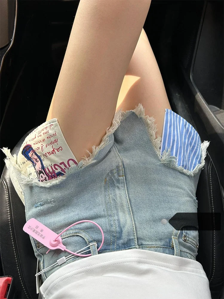 High Waist Waed Blue Denim orts Women's Summer Faion A-Line Hot Pants Retro Sle Frayed Hem Trendy Cool Sweet Girls
High Waist Waed Blue Denim orts Women's Summer Faion A-Line Hot Pants Retro Sle Frayed Hem Trendy Cool Sweet Girls