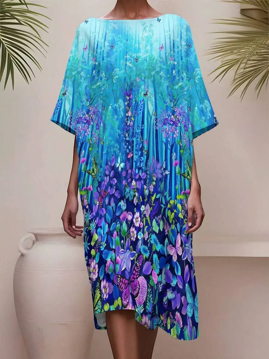 3D Printed Blue Floral Butterfly Pattern Womens Five-Quarter Sleeve Casual Dress
3D Printed Blue Floral Butterfly Pattern Womens Five-Quarter Sleeve Casual Dress