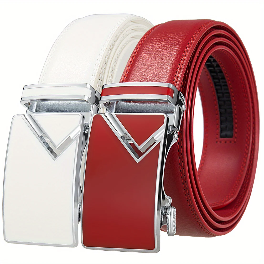 Men's Automatic Genuine Leather Business White Belts Holeless Men Belt Alloy Buckle Cowhide Strap For Male 105-125 cm
Men's Automatic Genuine Leather Business White Belts Holeless Men Belt Alloy Buckle Cowhide Strap For Male 105-125 cm
