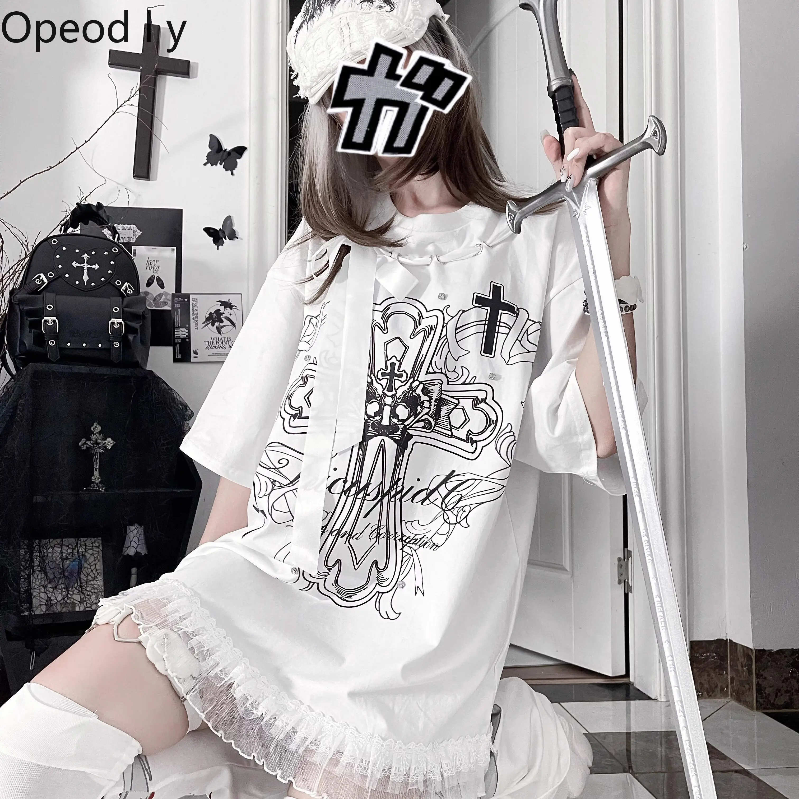 Japanese original Lolita round neck short-sleeved y2k subculture dark loli girl loose casual pure cotton T-shirt
Japanese original Lolita round neck short-sleeved y2k subculture dark loli girl loose casual pure cotton T-shirt