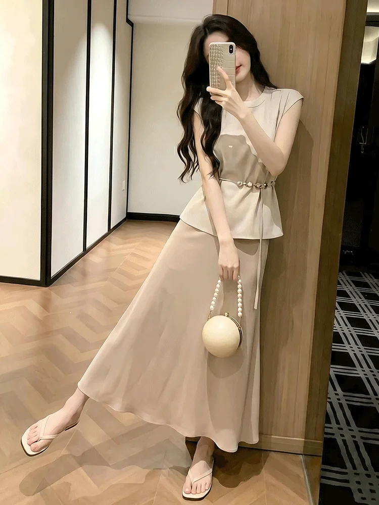Salt Series Summer Women's Fashion Set High Waist Half Skirt Sleeveless Belted Dress Casual Style mid Thickness Breathable
Salt Series Summer Women's Fashion Set High Waist Half Skirt Sleeveless Belted Dress Casual Style mid Thickness Breathable