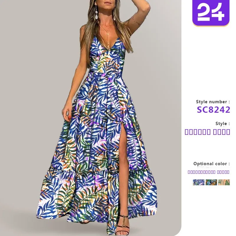 Summer Women's Dr V-Ne Strap Floral Le Print Beach Vaion Split Polyester Fiber mid Waist Basic Sle Knitted Fabric
Summer Women's Dr V-Ne Strap Floral Le Print Beach Vaion Split Polyester Fiber mid Waist Basic Sle Knitted Fabric