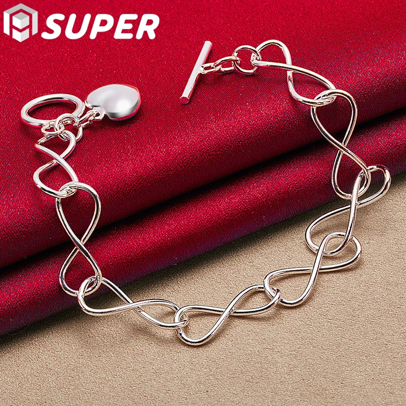 925 Sterling Silver Solid Heart Pendant Bracelet Chain For Woman Charm Wedding Engagement Party Fashion Jewelry
925 Sterling Silver Solid Heart Pendant Bracelet Chain For Woman Charm Wedding Engagement Party Fashion Jewelry