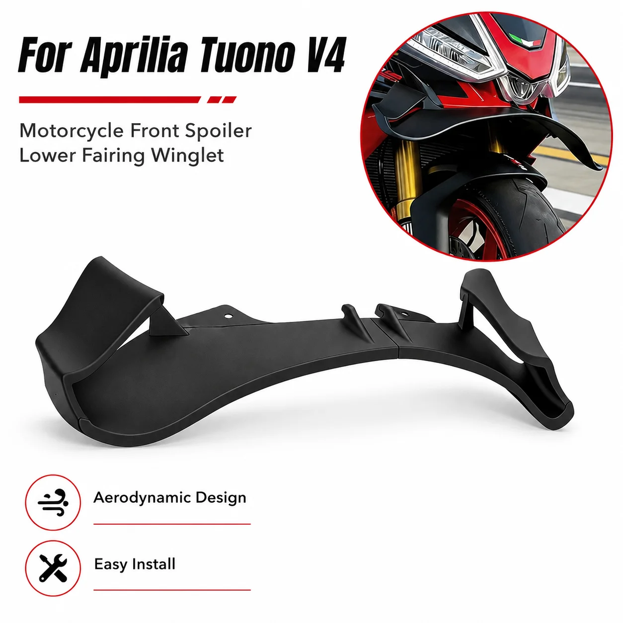 for Aprilia Tuono V4 2021-2024 Front Spoiler Lower Lip GP Wing Downforce Naked Frontal Spoilers Motorcycle Body Kit Accessories
for Aprilia Tuono V4 2021-2024 Front Spoiler Lower Lip GP Wing Downforce Naked Frontal Spoilers Motorcycle Body Kit Accessories