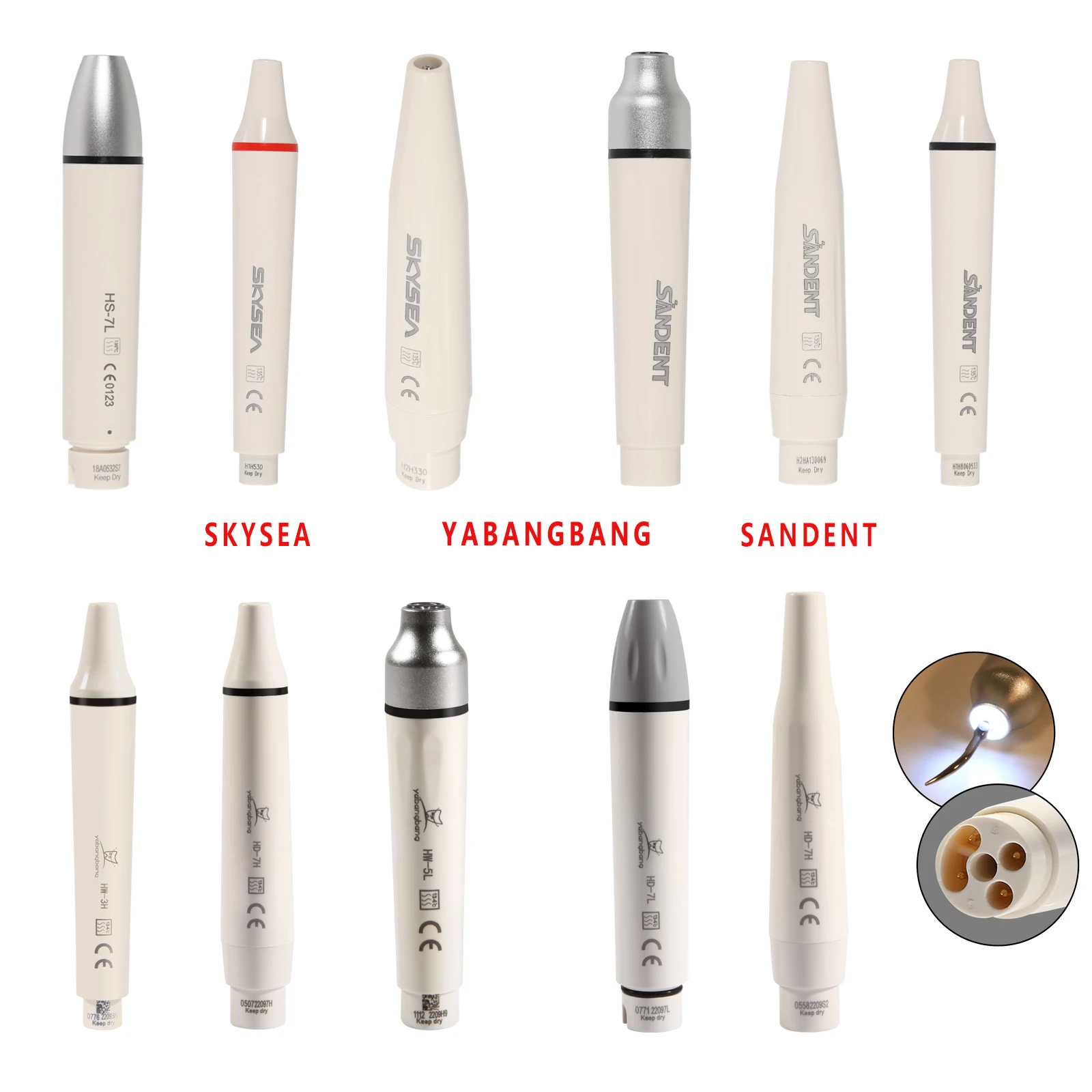 11 Types Dental Ultrasonic Piezo Scaler Handpiece LED NO LED Fit For SATELEC DTE WOODPECKER EMS Dental Ultrasonic Scalers
11 Types Dental Ultrasonic Piezo Scaler Handpiece LED NO LED Fit For SATELEC DTE WOODPECKER EMS Dental Ultrasonic Scalers