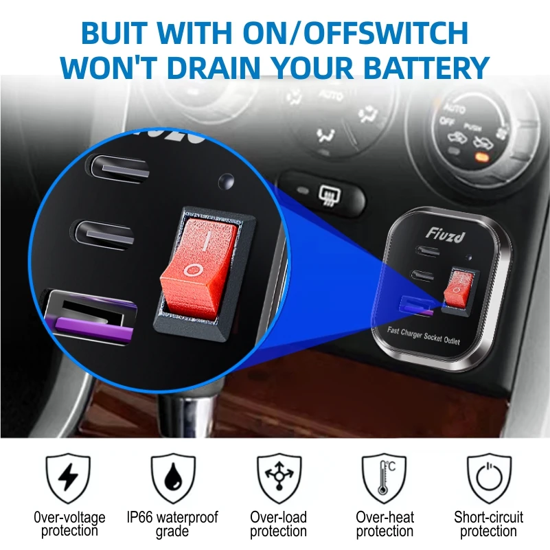 PD Type-C Dual QC3.0 USB Car Charger Socket with Voltmeter Power Outlet Adapter Waterproof for 12V/24V RV Car Boat
PD Type-C Dual QC3.0 USB Car Charger Socket with Voltmeter Power Outlet Adapter Waterproof for 12V/24V RV Car Boat