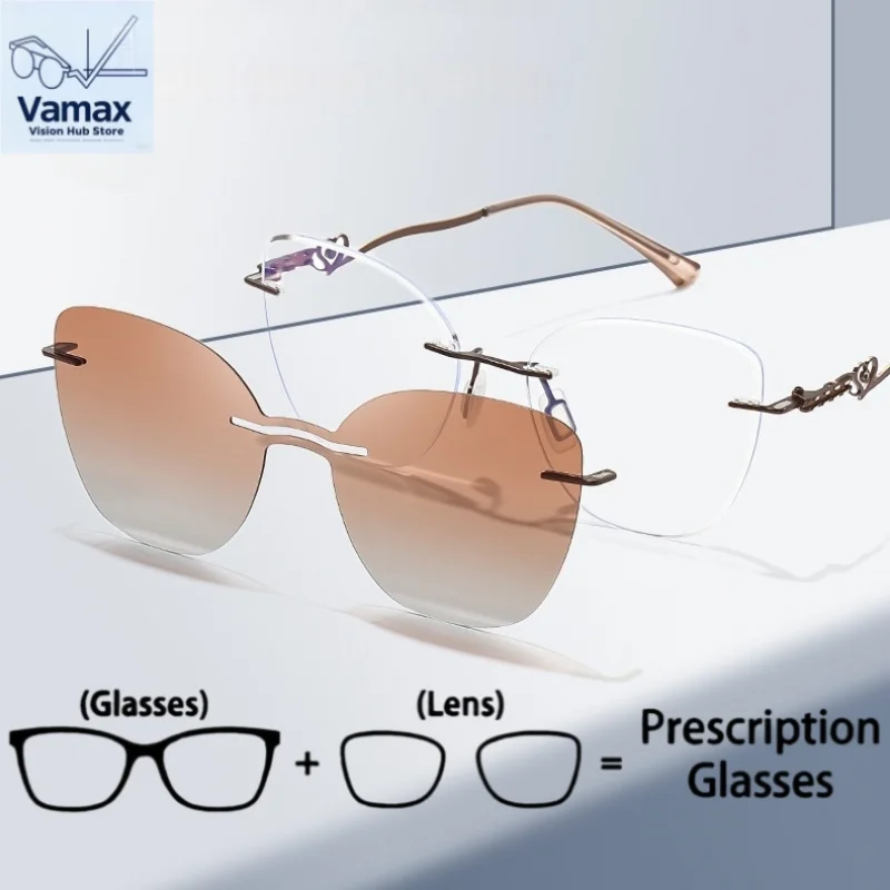 VAMAX Fashion Women Frameless Magnetic Clip On Sunglasses Polarized Lens Prescription Glasses
VAMAX Fashion Women Frameless Magnetic Clip On Sunglasses Polarized Lens Prescription Glasses