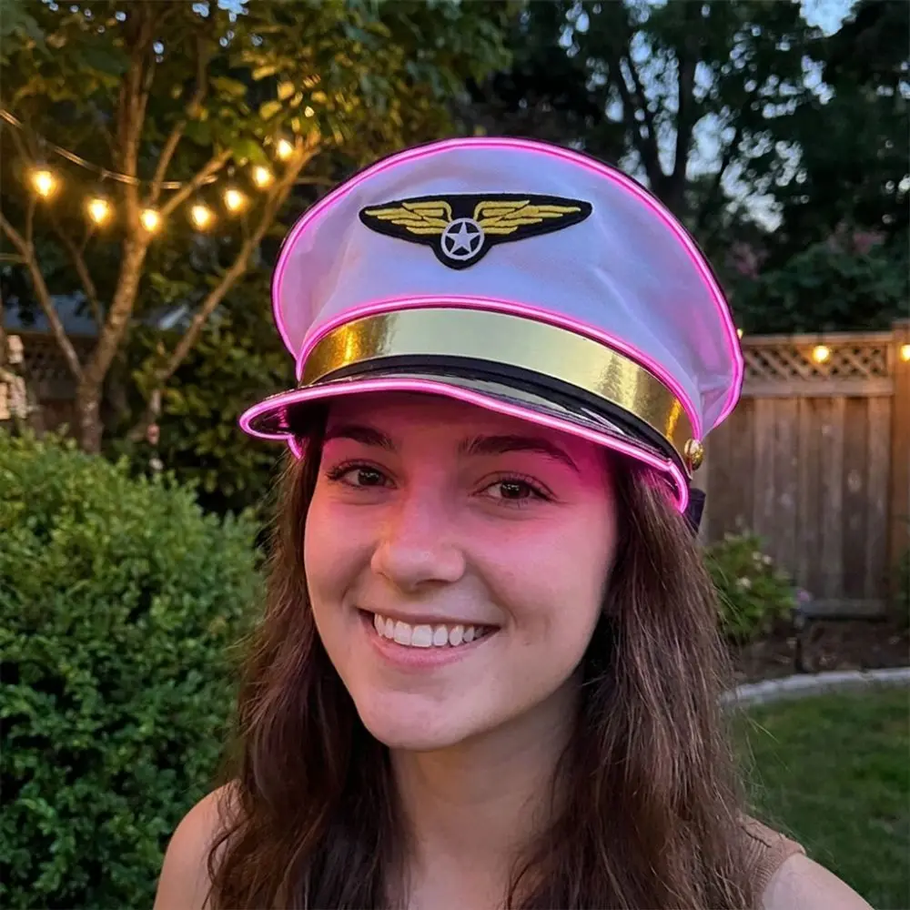 Adjustable LED Light Up Pilot Hat Breathable Boost Party Vibe Luminous Air Force Hat Elastic Lining Fits No Deformation
Adjustable LED Light Up Pilot Hat Breathable Boost Party Vibe Luminous Air Force Hat Elastic Lining Fits No Deformation
