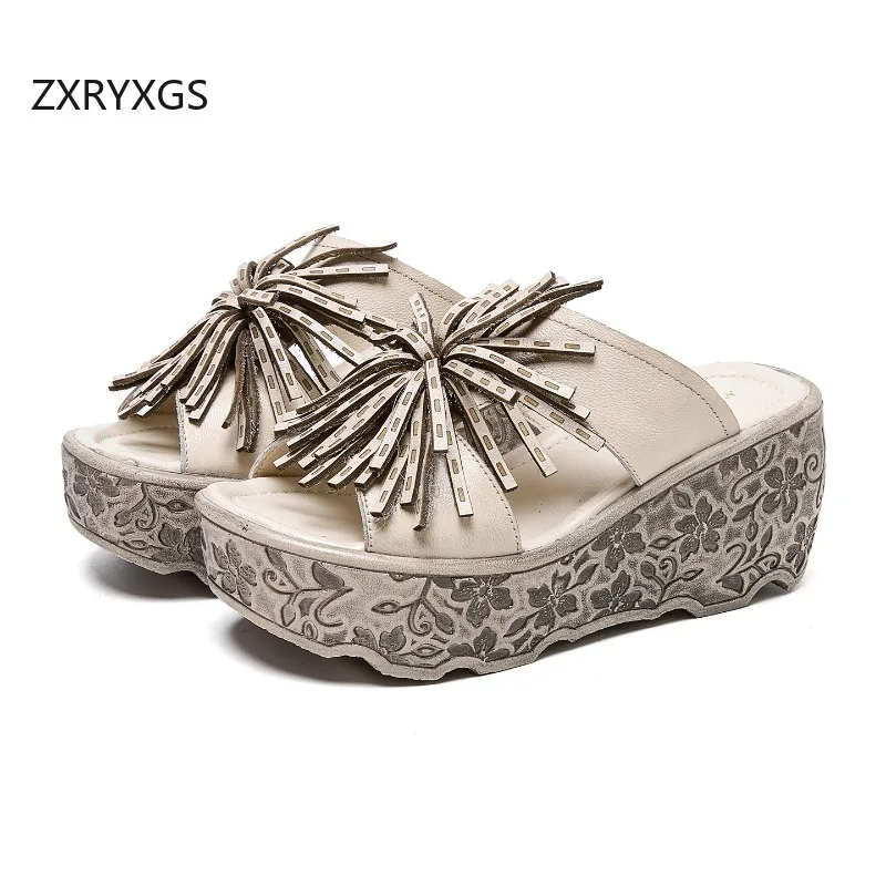 ZXRYXGS Premium Cowhide Flowers Women Fashion Slipper 2026 Summer Open Toe Thick Sole Heighten Sandals Outerwear Wedges Slippers
ZXRYXGS Premium Cowhide Flowers Women Fashion Slipper 2026 Summer Open Toe Thick Sole Heighten Sandals Outerwear Wedges Slippers