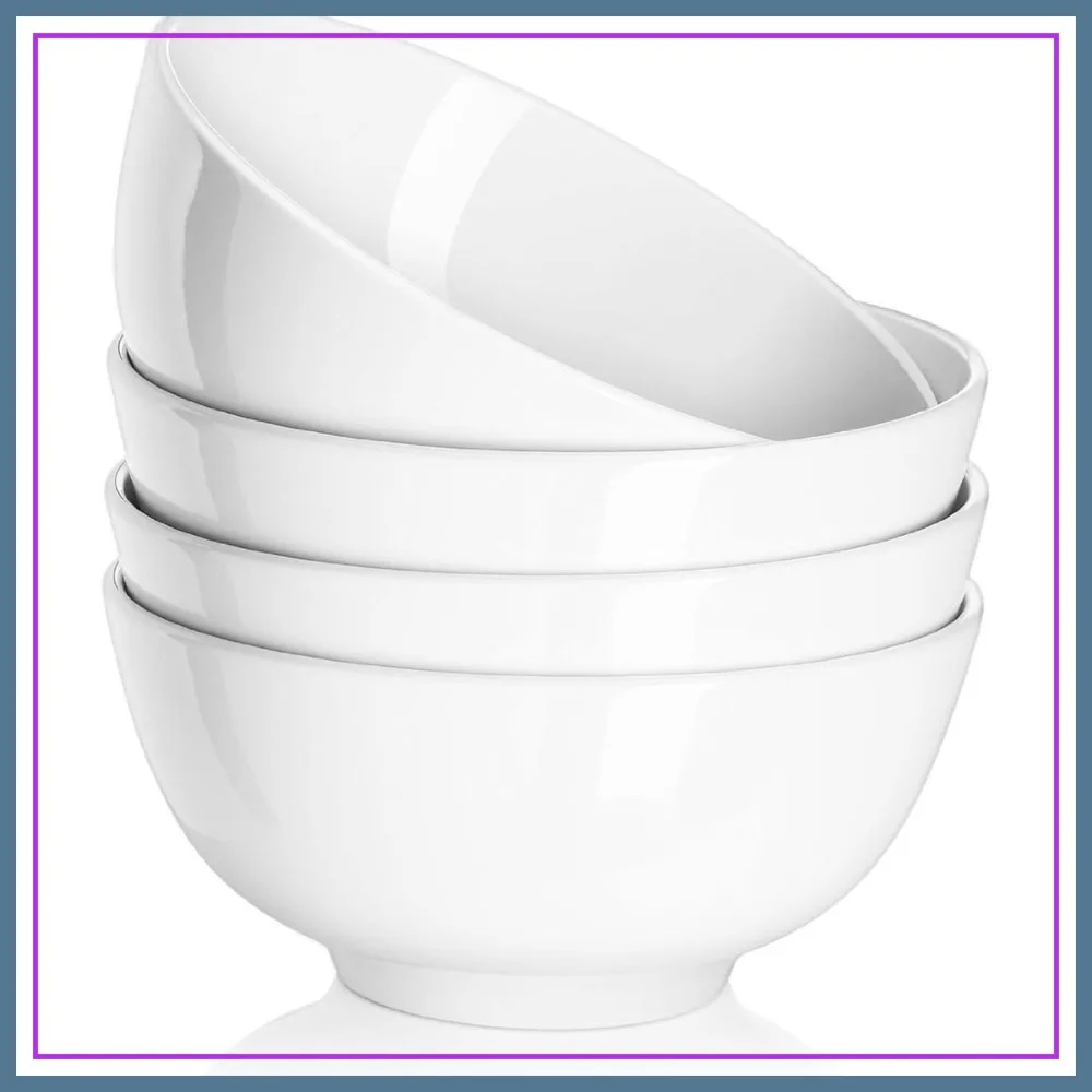 22 OZ White Ceramic Bowls Set of 4 - Soup, Cereal, Ramen Bowls, Microwave & Dishwasher Safe
22 OZ White Ceramic Bowls Set of 4 - Soup, Cereal, Ramen Bowls, Microwave & Dishwasher Safe