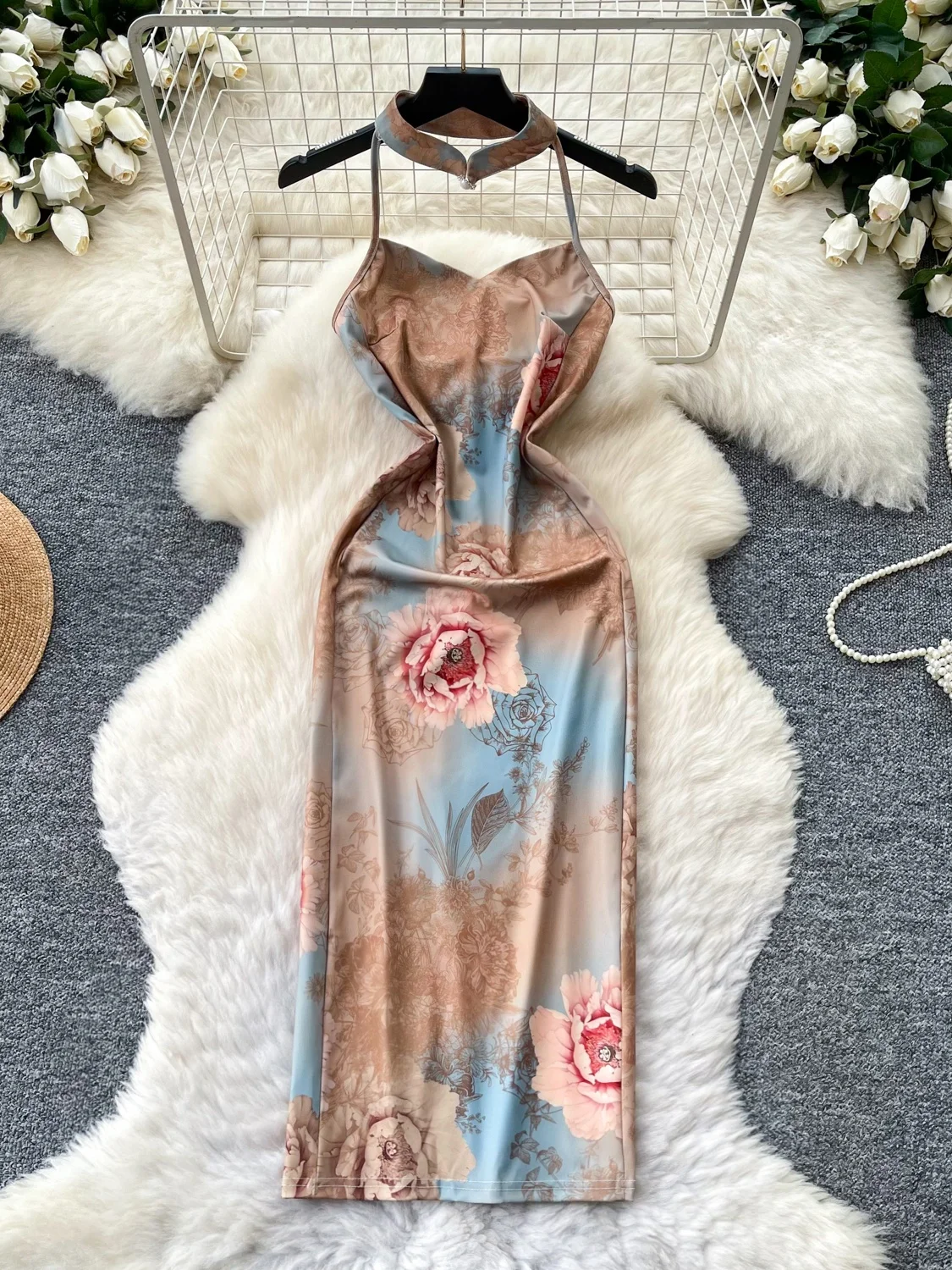 Summer Commute Style Spicy Girl Pure Desire Printed Strap Dress Women's Slim Fit Wrap around Neckline High Waist A-Line Skirt
Summer Commute Style Spicy Girl Pure Desire Printed Strap Dress Women's Slim Fit Wrap around Neckline High Waist A-Line Skirt