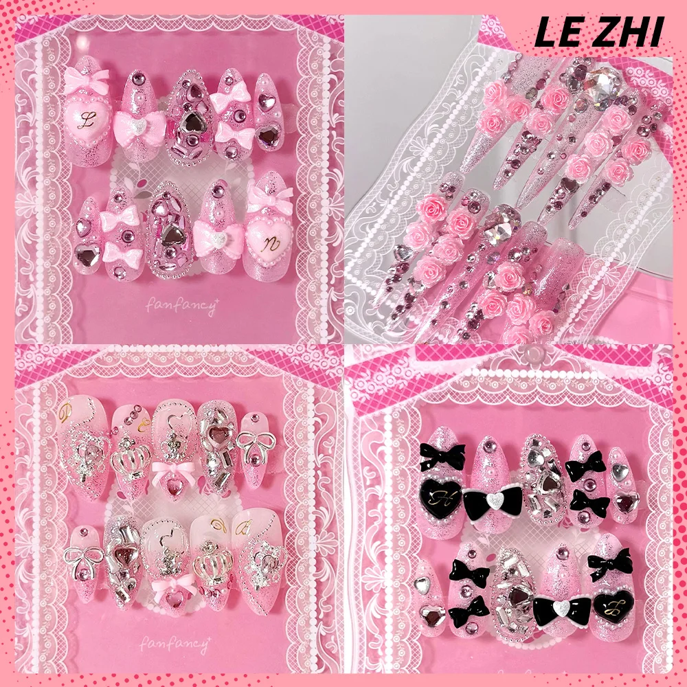 Retro Pink Girlish Style 3D Love Diamond Leopard Almond Fake Nail Glitter Powder Bowknot Pearl Crown Nail Art Party Stickers
Retro Pink Girlish Style 3D Love Diamond Leopard Almond Fake Nail Glitter Powder Bowknot Pearl Crown Nail Art Party Stickers