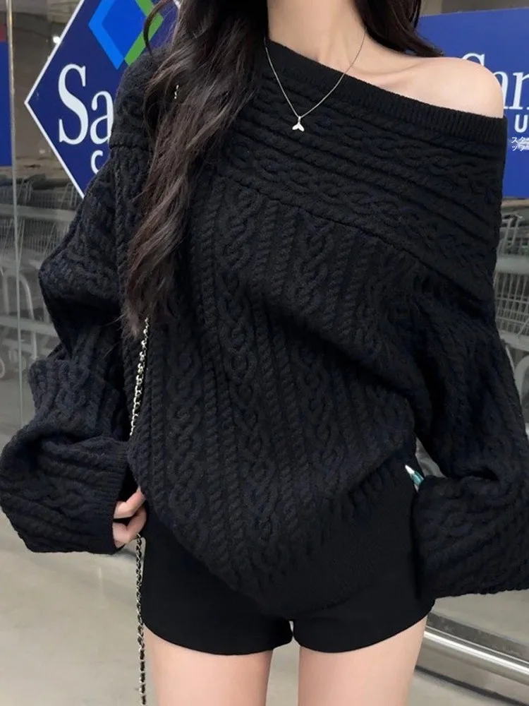 Korean High-End Lazy Style One-Shoulder Knitted Sweater Women's Loose Slimming Versatile Autumn Winter Warm Long Sleeve Top
Korean High-End Lazy Style One-Shoulder Knitted Sweater Women's Loose Slimming Versatile Autumn Winter Warm Long Sleeve Top