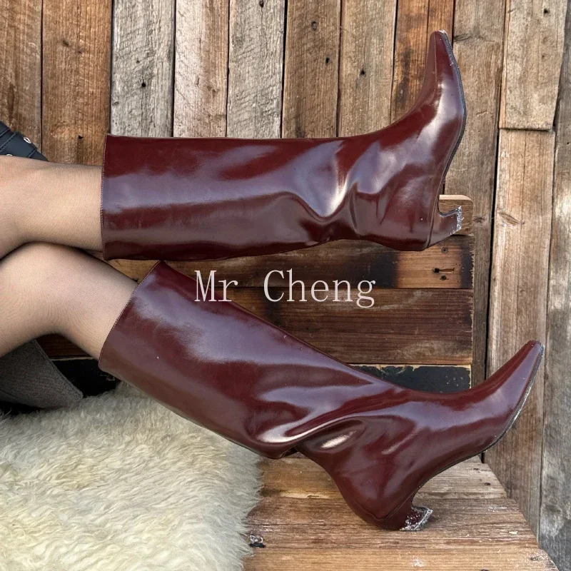 2025 News Women Knee High Boots Pointed Toe Winter Woman Shoes Low Heel Genuine Leather Long Boots Wine Red Black 34-39
2025 News Women Knee High Boots Pointed Toe Winter Woman Shoes Low Heel Genuine Leather Long Boots Wine Red Black 34-39