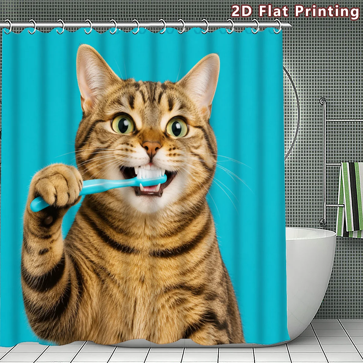 Adorable Cute Cat Shower Curtain Bathroom Decor Funny Pet Liner Toothbrush Illustration Waterproof Home Bath Accessories
Adorable Cute Cat Shower Curtain Bathroom Decor Funny Pet Liner Toothbrush Illustration Waterproof Home Bath Accessories