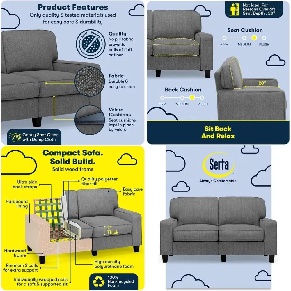 61 Track Arm Loveseat in Gray Polyester, Removable Covers, Space-Saving, Solid Wood Legs, Compact 2-Seater Couch for Living Room
61 Track Arm Loveseat in Gray Polyester, Removable Covers, Space-Saving, Solid Wood Legs, Compact 2-Seater Couch for Living Room