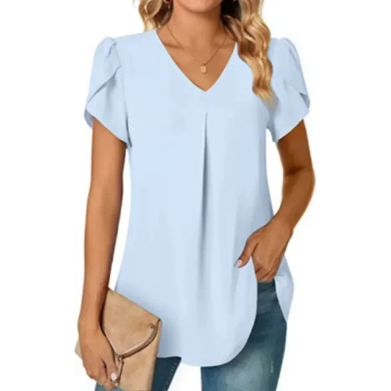 Elegant Women's Top Blouse Flower 2023 Summer Fashion Simplicity Short Sleeve Solid V-Neck Commuter Office Female Shirt S-XXL
Elegant Women's Top Blouse Flower 2023 Summer Fashion Simplicity Short Sleeve Solid V-Neck Commuter Office Female Shirt S-XXL