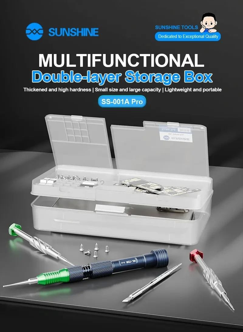 Sunshine SS-001A Pro Многофункциональный двухслойный ящик для хранения инструментов для ремонта материнской платы мобильного телефона/компоненты, винты, организация
Sunshine SS-001A Pro Многофункциональный двухслойный ящик для хранения инструментов для ремонта материнской платы мобильного телефона/компоненты, винты, организация