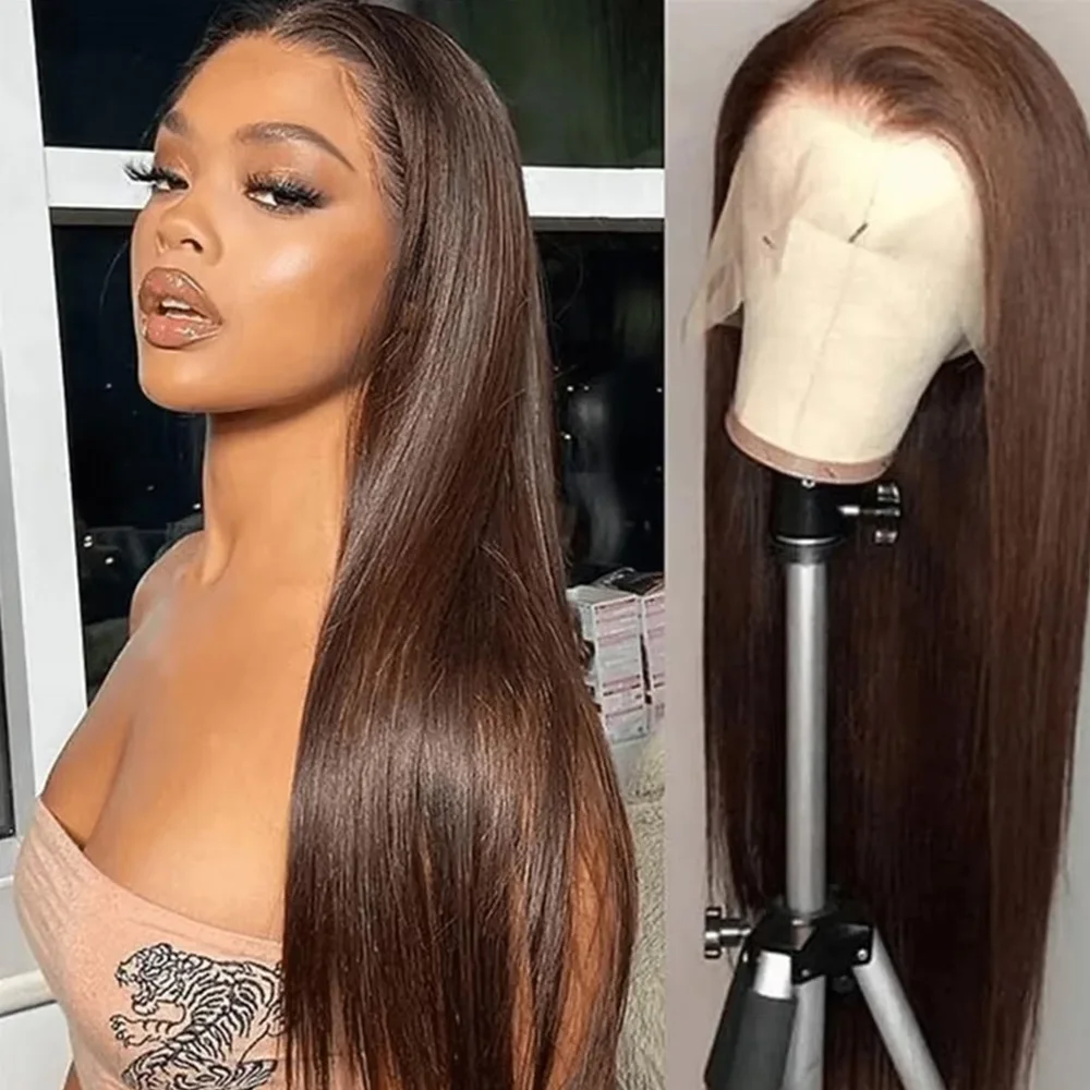 #4 Chocolate Brown Straight 13x6 HD Lace Human Hair Wig Colored Remy Human Hair Wigs 200 Density 46 Inches Wigs For Women
#4 Chocolate Brown Straight 13x6 HD Lace Human Hair Wig Colored Remy Human Hair Wigs 200 Density 46 Inches Wigs For Women