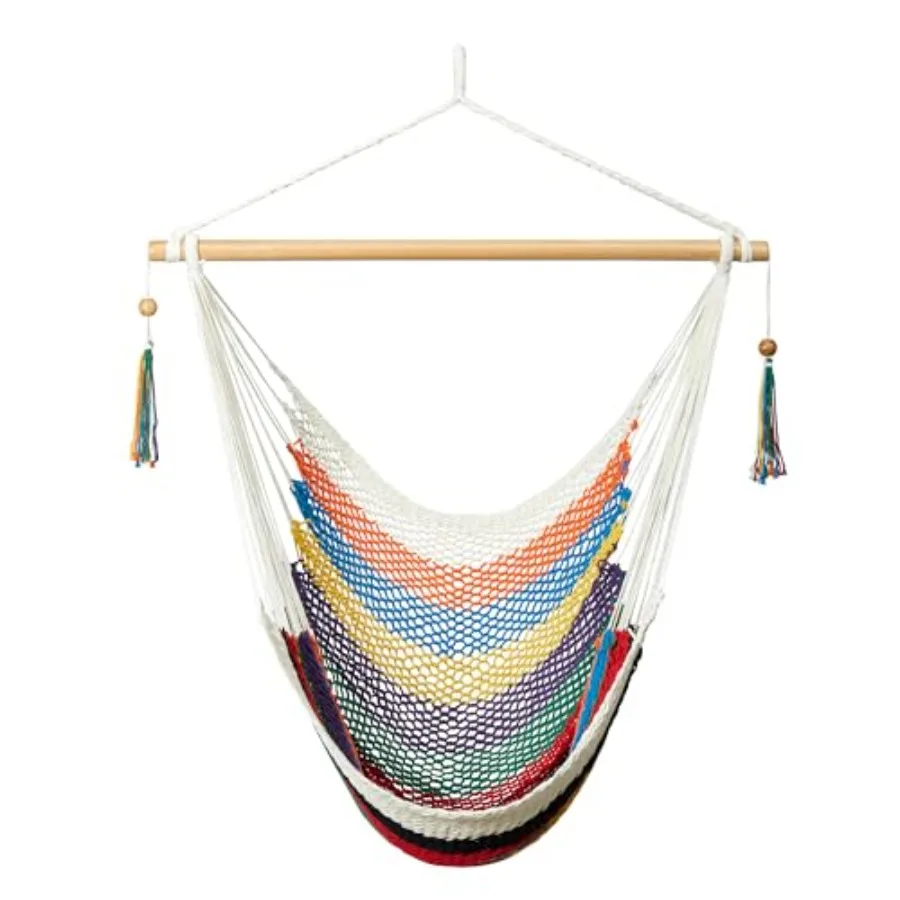 Outdoor/indoor hammock chair with spreader bar, natural rope material, beige color, 300 lbs weight capacity and XL size for gar
Outdoor/indoor hammock chair with spreader bar, natural rope material, beige color, 300 lbs weight capacity and XL size for gar