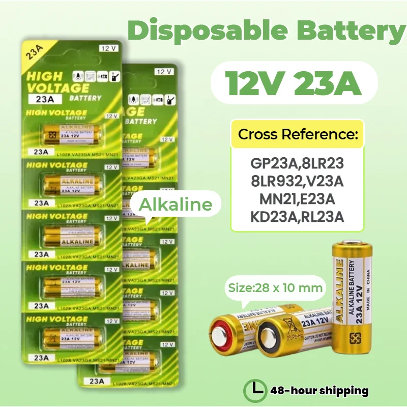 58mAh12V 23A Alkaline Battery L1028 21/23 A23 E23A K23A V23GA GP23A RV08 LRV08 23A For Remote Control Doorbell Dry Cell
58mAh12V 23A Alkaline Battery L1028 21/23 A23 E23A K23A V23GA GP23A RV08 LRV08 23A For Remote Control Doorbell Dry Cell