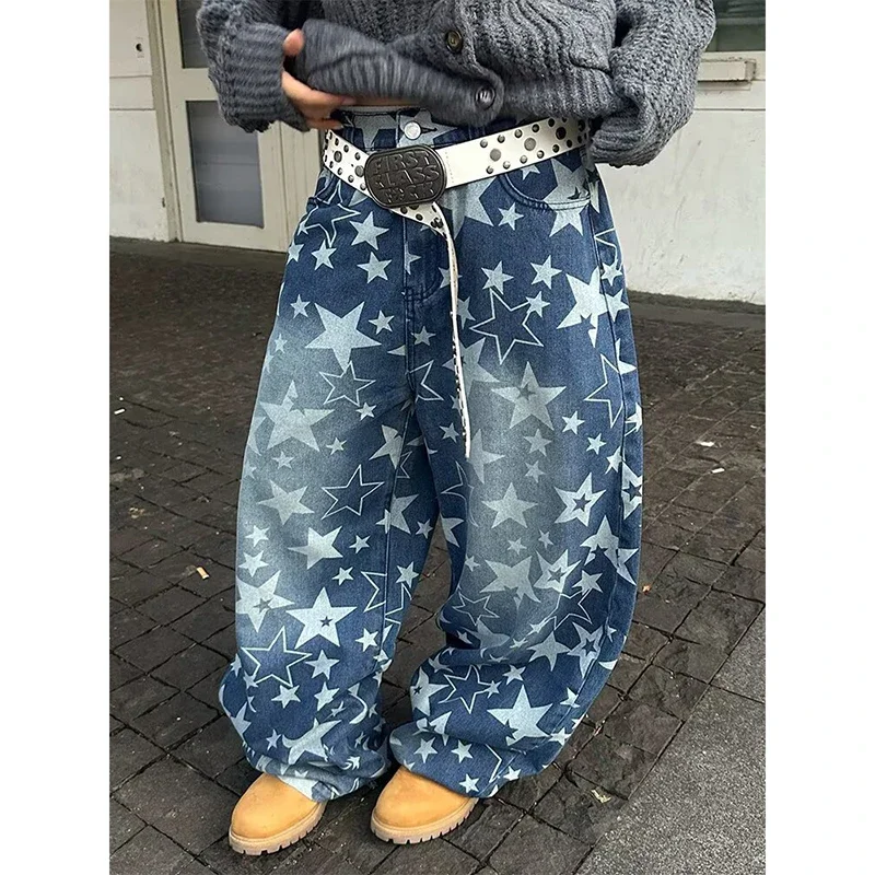Y2k Women's Blue Star Jeans American Retro 2000s Style Baggy Denim Trouser Harajuku Vintage Oversize Boyfriend Jeans Pants
Y2k Women's Blue Star Jeans American Retro 2000s Style Baggy Denim Trouser Harajuku Vintage Oversize Boyfriend Jeans Pants