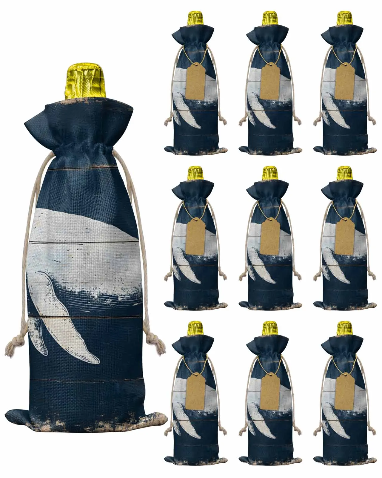 10pcs Wine Bottle Covers Vintage Whale Ocean Animal Wine Holder Carrier Packaging Bag Wedding Party Decor Gift
10pcs Wine Bottle Covers Vintage Whale Ocean Animal Wine Holder Carrier Packaging Bag Wedding Party Decor Gift