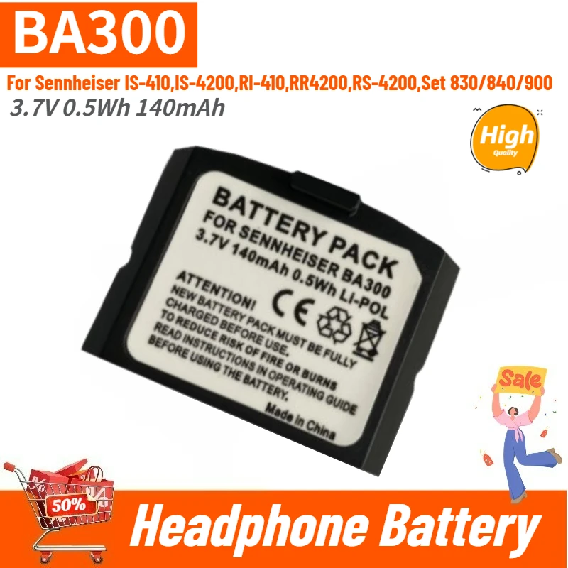 BA300 High Quality Battery 3.7V 0.5Wh 140mAh For Sennheiser IS-410,IS-4200,RI-410,RR4200,RS-4200,Set 830/840/900 Brand New
BA300 High Quality Battery 3.7V 0.5Wh 140mAh For Sennheiser IS-410,IS-4200,RI-410,RR4200,RS-4200,Set 830/840/900 Brand New
