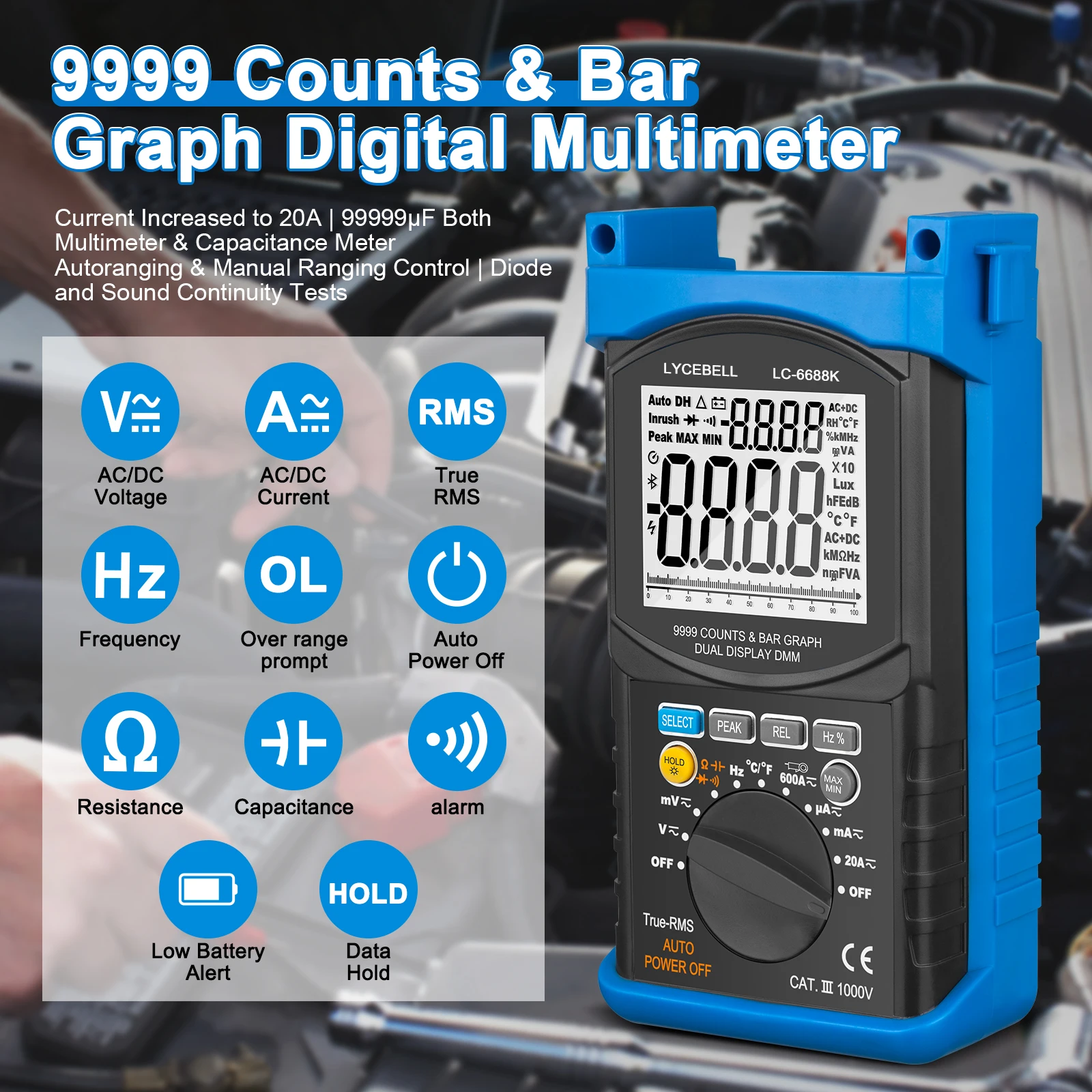 True RMS Multimeter Dual Display 5000V Insulation Resistance Tester Auto Range Portable DC AC Voltage Current Temperature
True RMS Multimeter Dual Display 5000V Insulation Resistance Tester Auto Range Portable DC AC Voltage Current Temperature