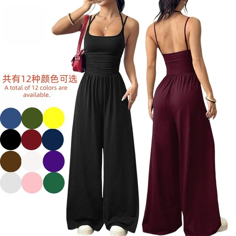 New Women's Suspender Jumpsuit Summer Casual Chest-wrapped Jumpsuit Fashion Female Loose Exercise Jumpsuit Wide-leg Trousers
New Women's Suspender Jumpsuit Summer Casual Chest-wrapped Jumpsuit Fashion Female Loose Exercise Jumpsuit Wide-leg Trousers