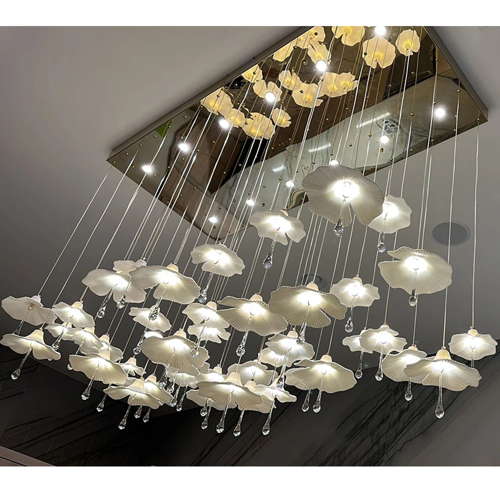 Luxury Mushroom Ceramic Chandelier White Flower Art Hanging Pendant Light for Sale Hotel Restaurant Lobby Lightings
Luxury Mushroom Ceramic Chandelier White Flower Art Hanging Pendant Light for Sale Hotel Restaurant Lobby Lightings
