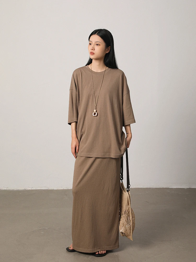 Vimore Cool Cotton Loose Svel T-irt And Skirt Two-Piece Set Comfortable Loose Long Dr Autumn Summer Faion
Vimore Cool Cotton Loose Svel T-irt And Skirt Two-Piece Set Comfortable Loose Long Dr Autumn Summer Faion