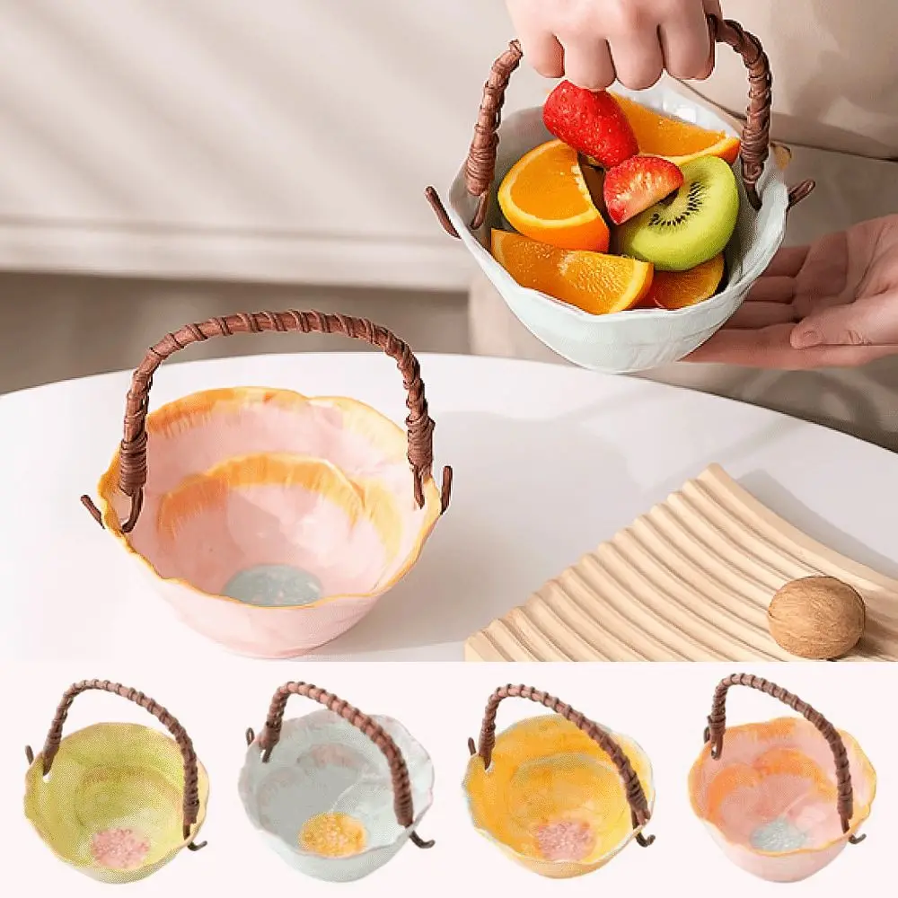 Flower Design Ceramic Fruit Basket Colorful Creative Jewelry Storage Basket Portable Smooth Handheld Snack Plate
Flower Design Ceramic Fruit Basket Colorful Creative Jewelry Storage Basket Portable Smooth Handheld Snack Plate
