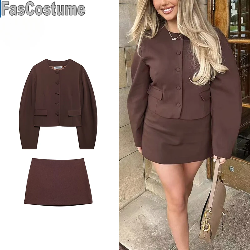FasCostume Koekop Women's Fashion2 Solid Color Single Breasted CrewNeck Top and VintageLadies Casual Mini Skirt Pants Set
FasCostume Koekop Women's Fashion2 Solid Color Single Breasted CrewNeck Top and VintageLadies Casual Mini Skirt Pants Set