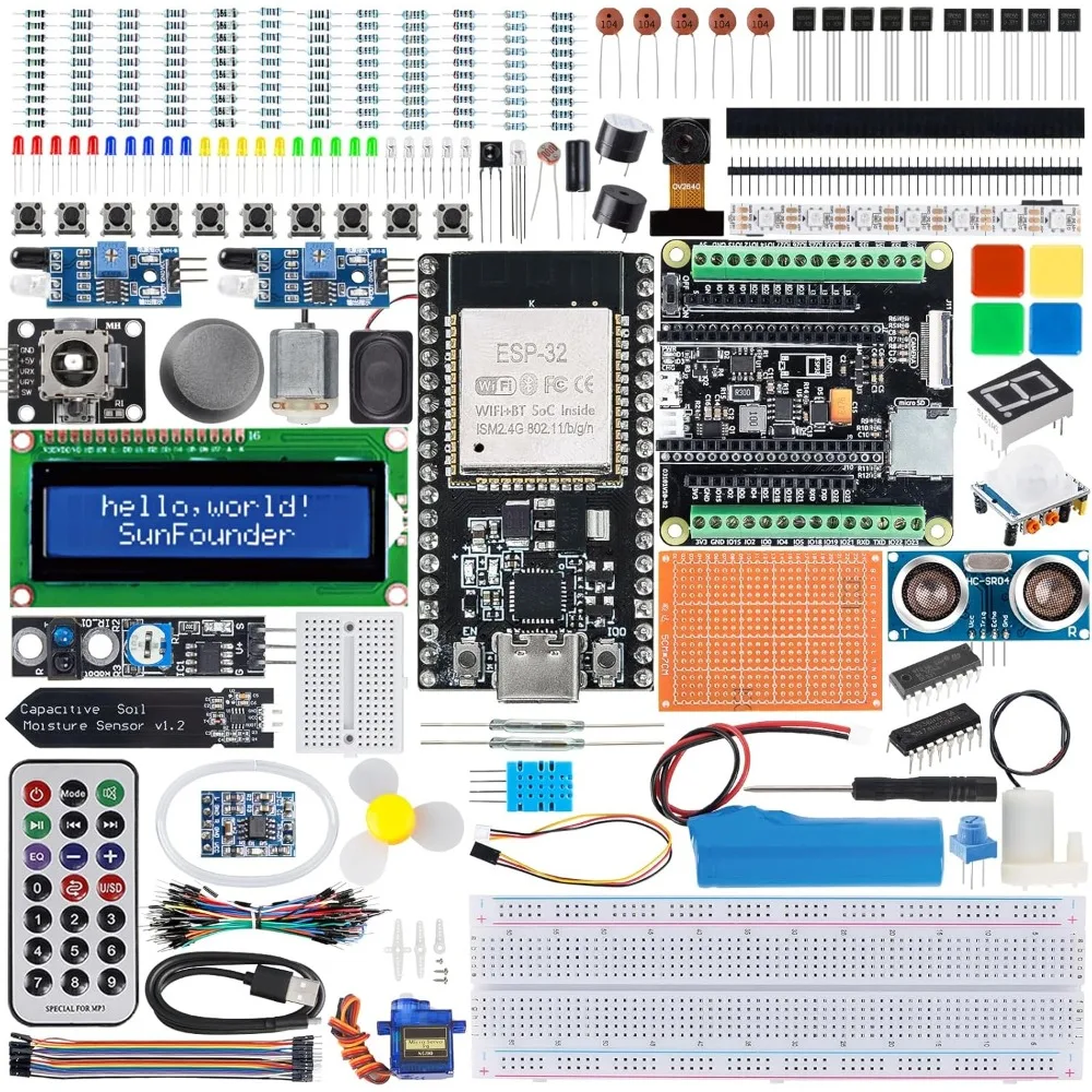Набор для начинающих ESP32 Ultimate Starter Kit с камерой, совместимый с проектами Arduino IoT, для начинающих инженеров, видеокурсы, доставка по США
Набор для начинающих ESP32 Ultimate Starter Kit с камерой, совместимый с проектами Arduino IoT, для начинающих инженеров, видеокурсы, доставка по США