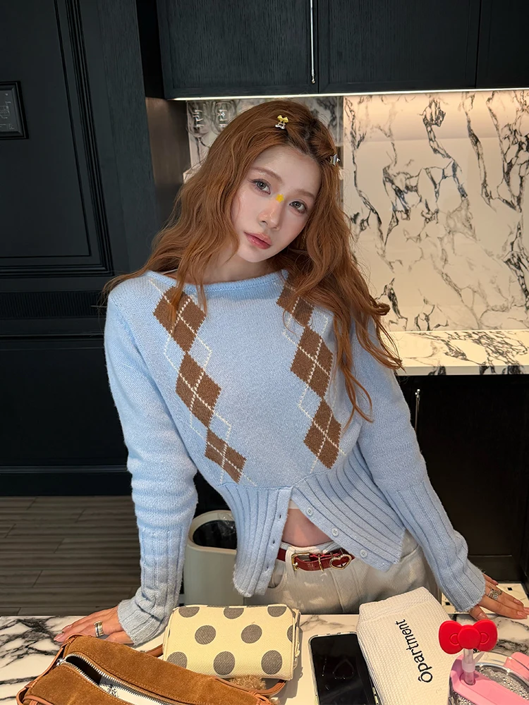 Blue Knitted Slimming Knitwear Women's Waist-Cinching Mischief of Cookie "Bright Girl" Series ort Sve Polyester Fiber
Blue Knitted Slimming Knitwear Women's Waist-Cinching Mischief of Cookie "Bright Girl" Series ort Sve Polyester Fiber