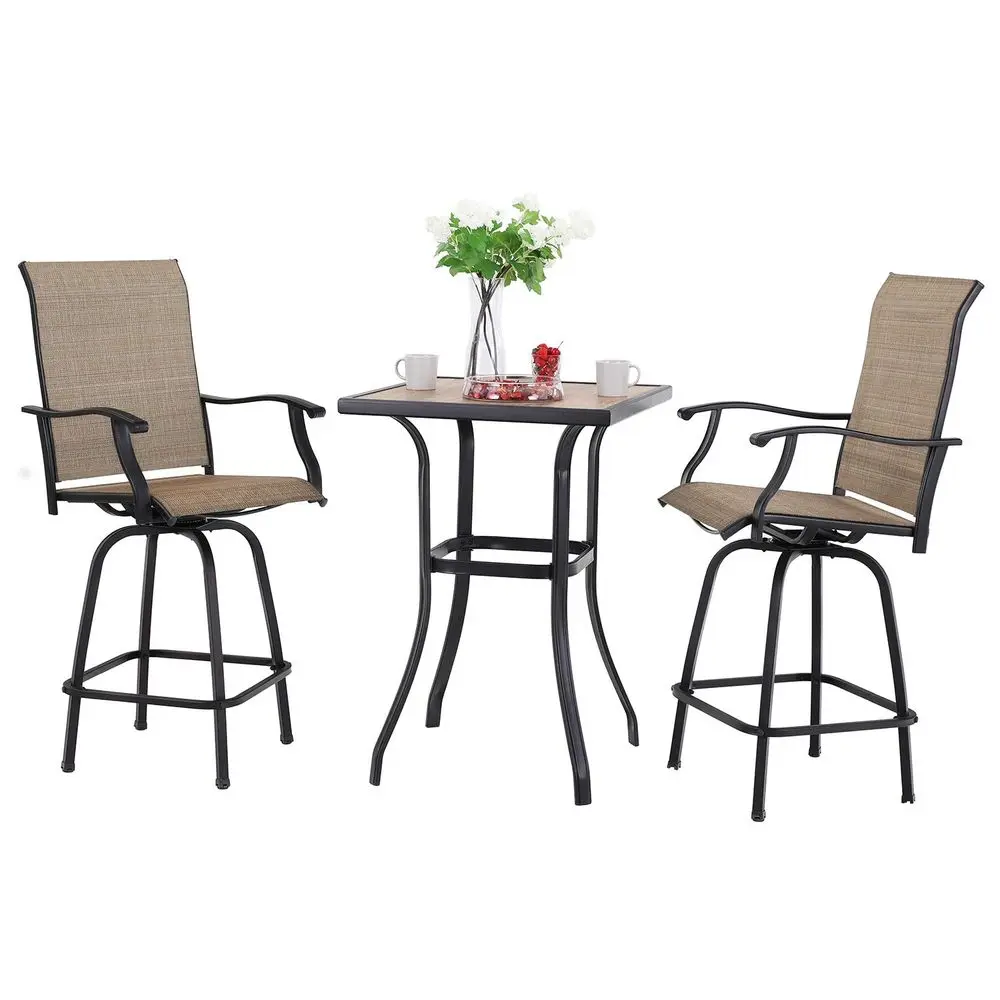 Outdoor Bar Set, Patio Bar Table amp Chairs Set, Bar Height Patio Set 2 x Swivel Bar ChairsBrown, 1 x Square Bar TableWoodLike
Outdoor Bar Set, Patio Bar Table amp Chairs Set, Bar Height Patio Set 2 x Swivel Bar ChairsBrown, 1 x Square Bar TableWoodLike